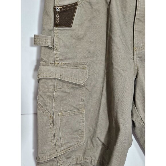 Wrangler mens' heave duty 8 pocket cargo workman khaki zip up shorts size 38 - Picture 2 of 9
